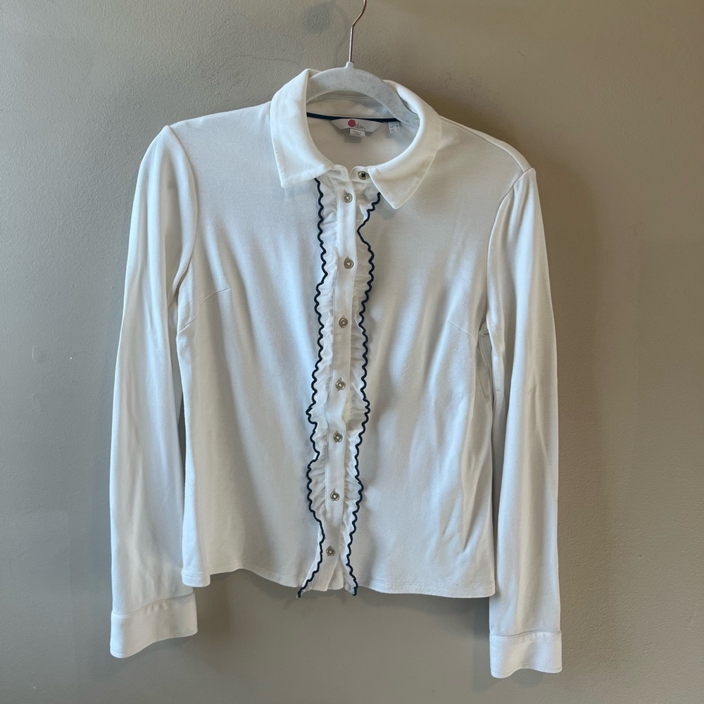 Flawed* Boden Embroidered Cotton Shirt in White Navy size 2